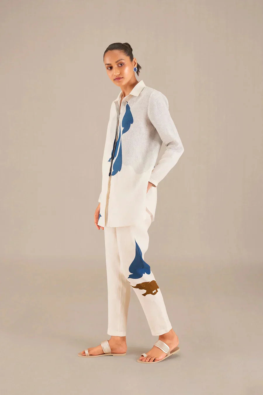 FEATHERED HERD ELEGANCE: WOMEN'S WHITE CO-ORD SET